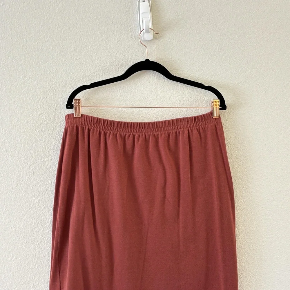 Peruvian‎ Connection Pima Cotton Knit Skirt Womens XL Spice Red Long Stretch